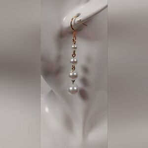 FAUX PEARL CHAIN EARRINGS 2 INCHES minimalst retroglam twee